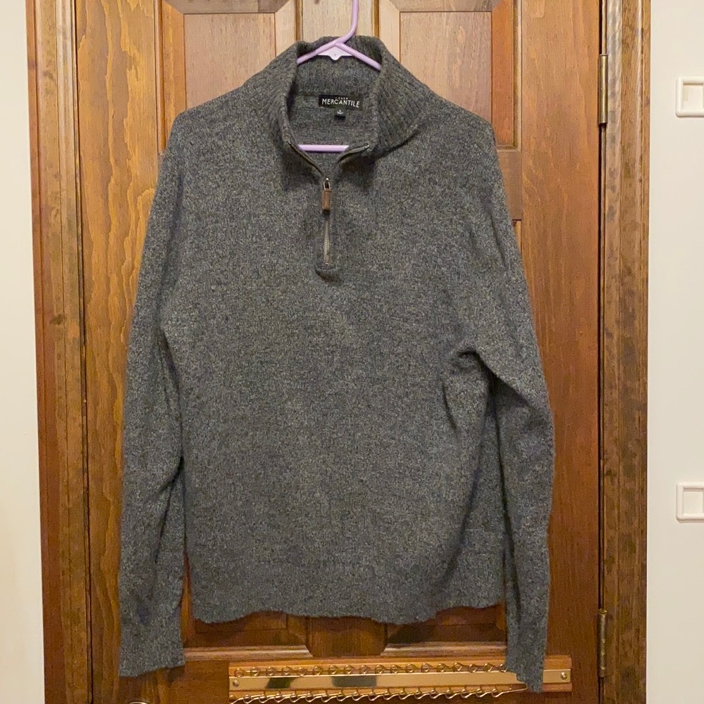 J. Crew Factory Gray Wool Quarter Zip Pullover